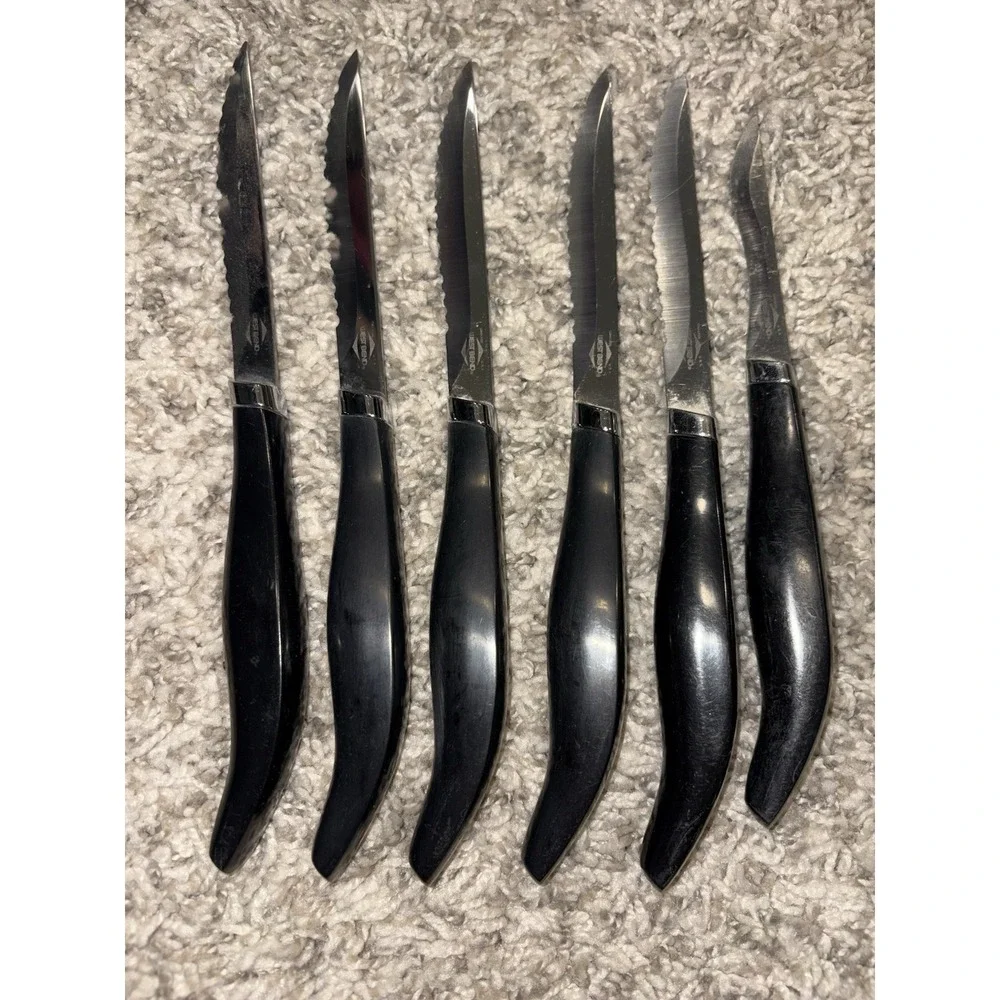 Vintage West Bend Steak Knives Set of 6 Hand Crafted USA Serrated Blades Boxed